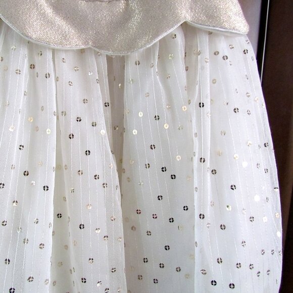GIRL'S WHITE & GOLD DRESS, 7/8, CAT & JACK CHRISTMAS SPECIAL OCCASION WEDDING - Picture 2 of 7